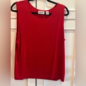 Chicos Travelers Womens Slinky Tank Top Size 3 XL Scoop Paisley Red